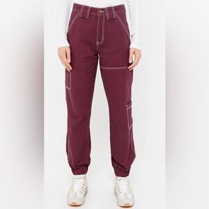 Urban Outfitters BDG Women's Burgundy Cargo Jogger Maroon Burgundy Pants Size 28